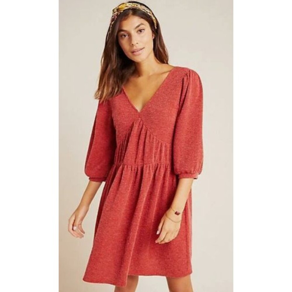 Ro & De Terry Dress Small* Rust Orange Sweater Minimal Travel Work Vacation